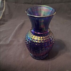 Fenton amethyst carnival hob knob vase-